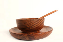 Wooden Bowl Plate Spoon Set