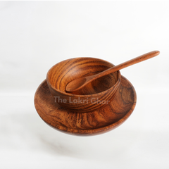 Wooden Bowl Plate Spoon Set