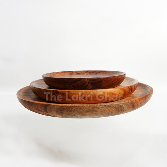 Wooden 3 Plate Set