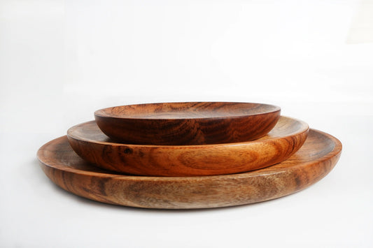 Wooden 3 Plate Set