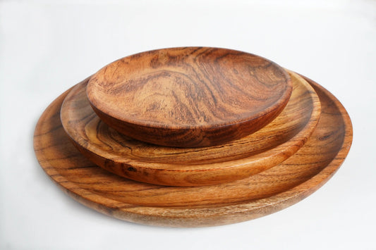 Wooden 3 Plate Set