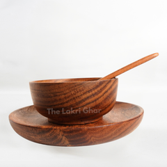Wooden Bowl Plate Spoon Set