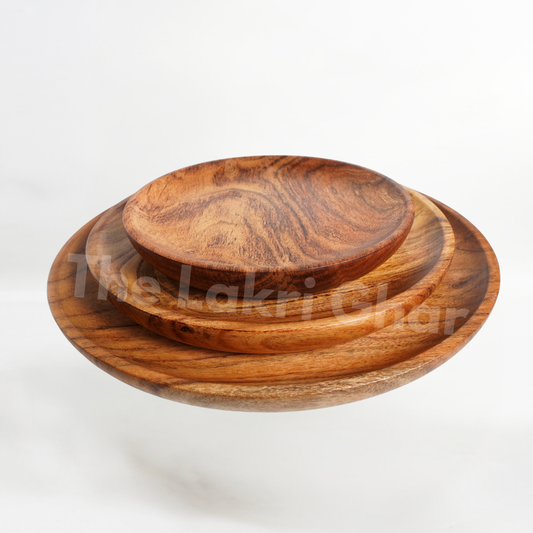 Wooden 3 Plate Set